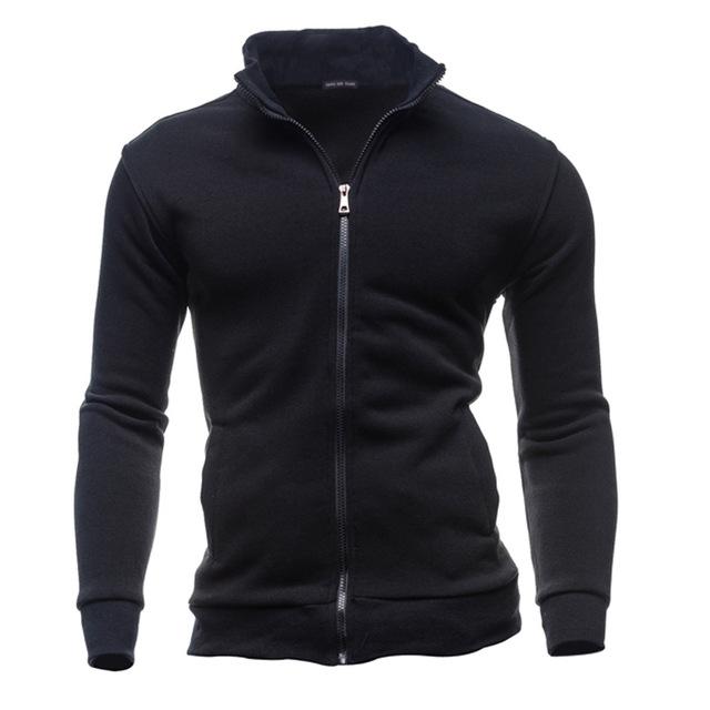 New Zip-Up Hoodie Jacket for Men, Solid Color