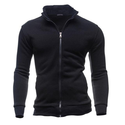 New Zip-Up Hoodie Jacket for Men, Solid Color