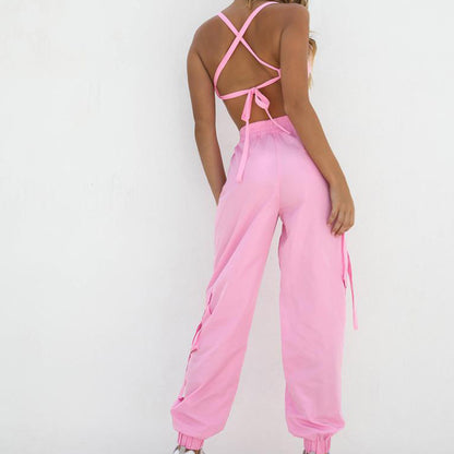 Women's Athletic Gym Set: Sleeveless Top & High-Waist Pants