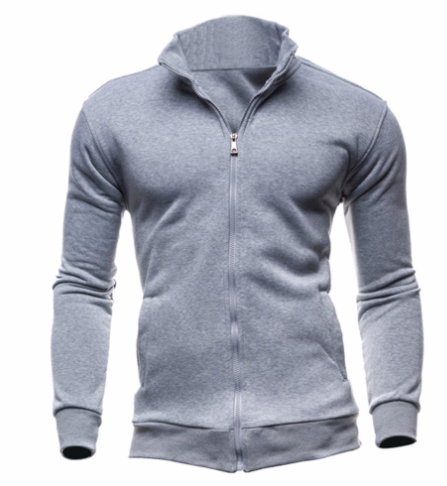 New Zip-Up Hoodie Jacket for Men, Solid Color