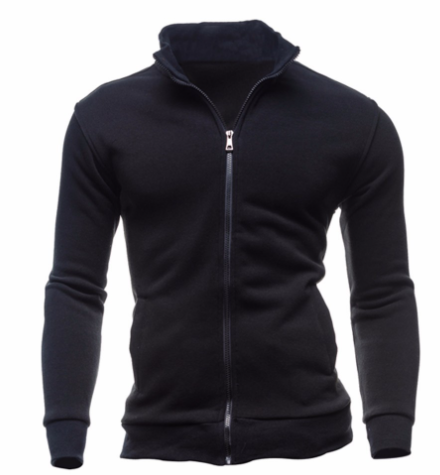 New Zip-Up Hoodie Jacket for Men, Solid Color