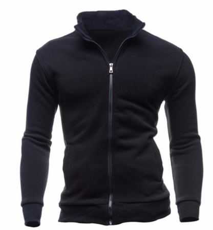 New Zip-Up Hoodie Jacket for Men, Solid Color