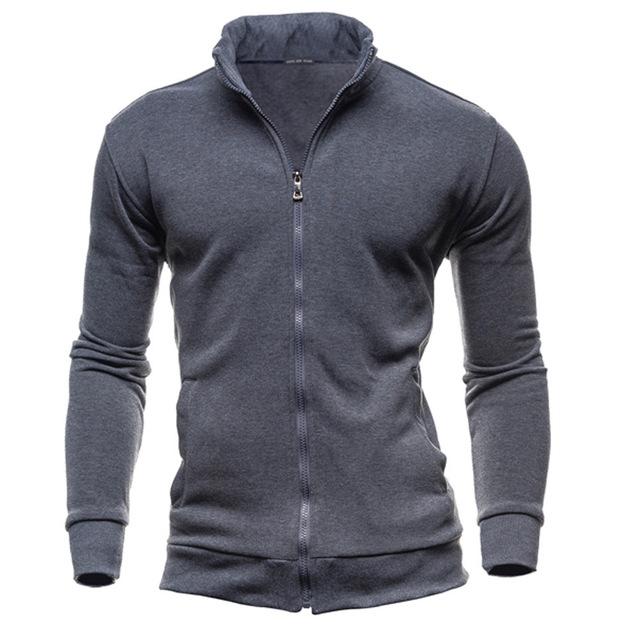 New Zip-Up Hoodie Jacket for Men, Solid Color