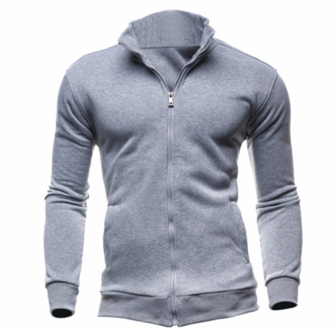 New Zip-Up Hoodie Jacket for Men, Solid Color