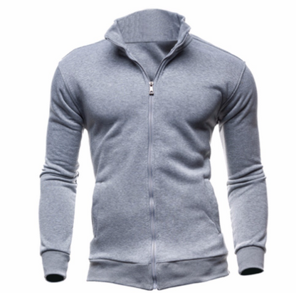 New Zip-Up Hoodie Jacket for Men, Solid Color
