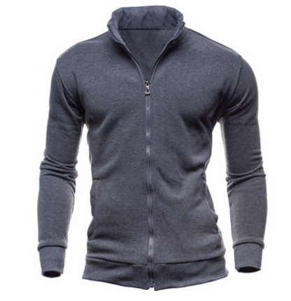 New Zip-Up Hoodie Jacket for Men, Solid Color