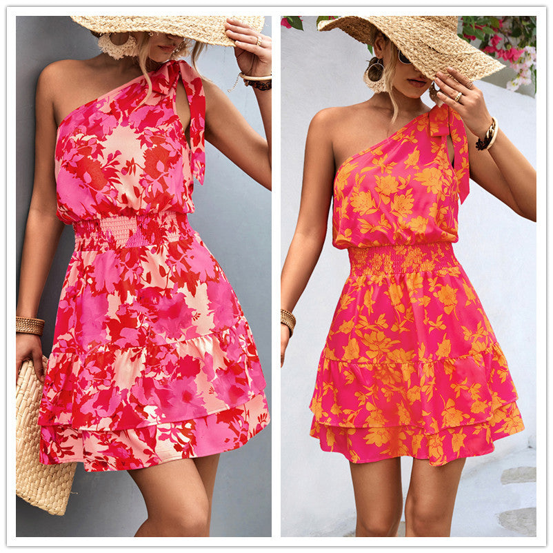 Summer Sexy Slanted Shoulder Dress for Women