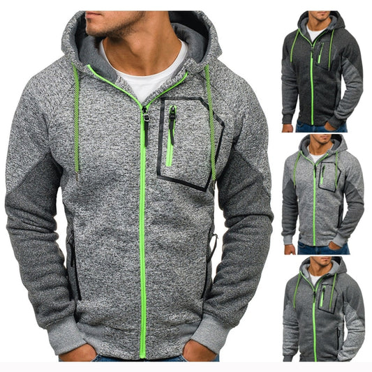 Men's Long Sleeve Zip Pocket Hoodie Jacket