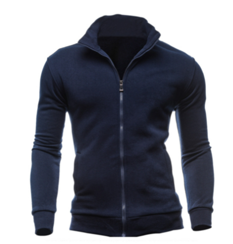 New Zip-Up Hoodie Jacket for Men, Solid Color