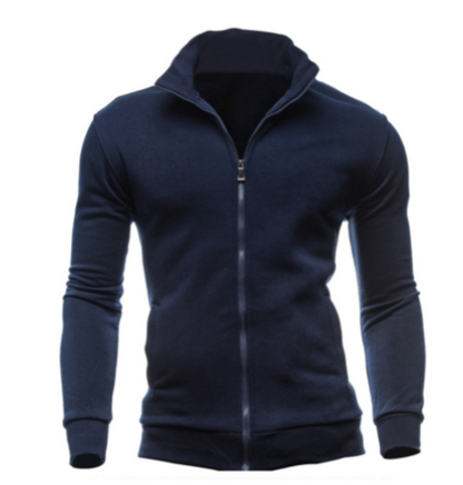 New Zip-Up Hoodie Jacket for Men, Solid Color