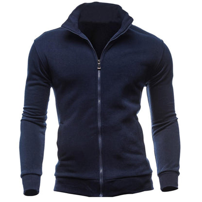New Zip-Up Hoodie Jacket for Men, Solid Color